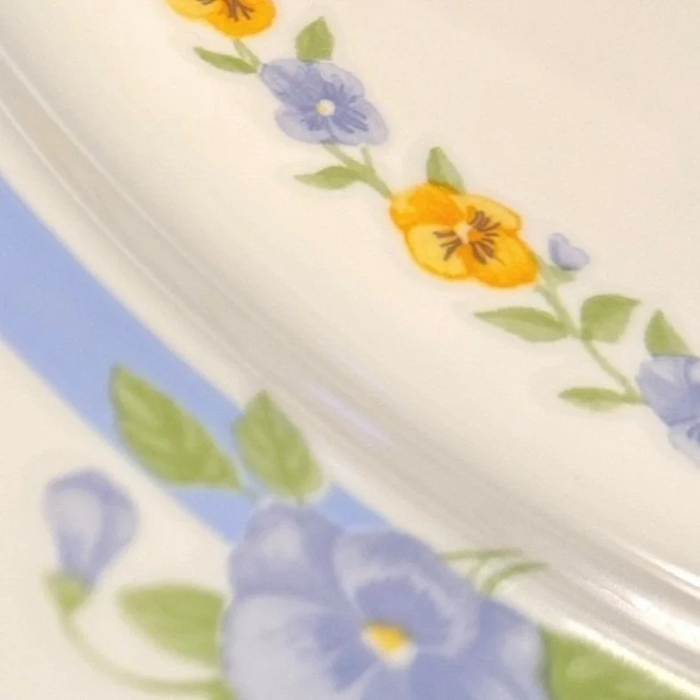 Arcopal France Pansy Floral Charger/Platter Blue Yellow‎ 12